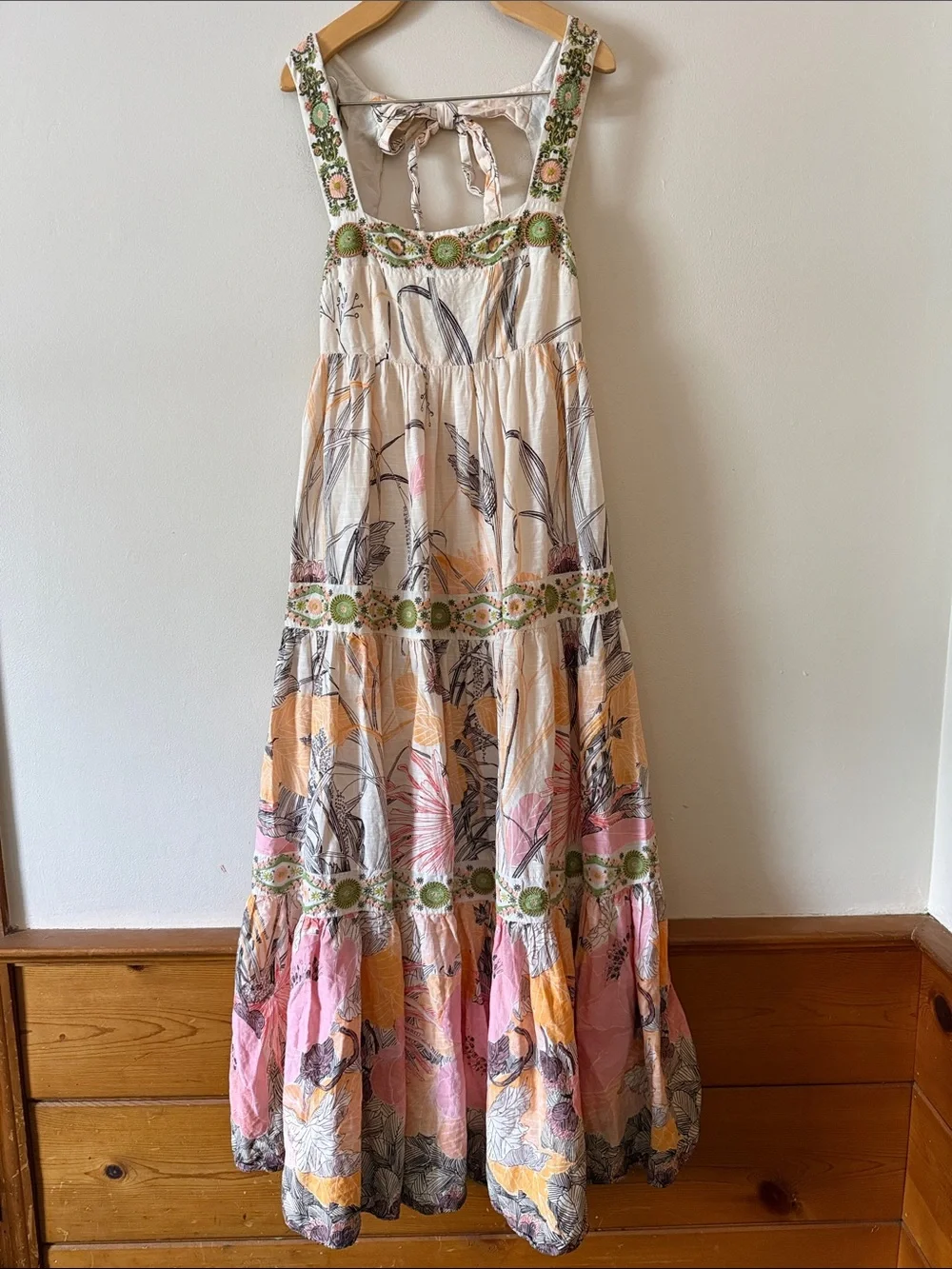 Anthropology Square Neck Floral Tiered Maxi Dress S - Picture 4 of 9